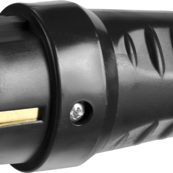Вилка эл. ударопрочная с заземлением 16А/220В,черная Сибин 55115-В